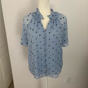 Ann Taylor Light Blue Blouse with Star Accents